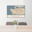 24x36 Vancouver British Columbia Map Print Lanscape Orientation in Woodblock Style Behind 2 Chairs Table and Potted Plant