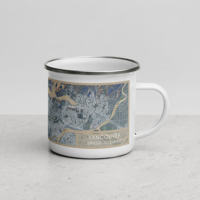 Right View Custom Vancouver British Columbia Map Enamel Mug in Afternoon