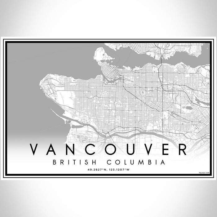 Vancouver British Columbia Map Print Landscape Orientation in Classic Style With Shaded Background