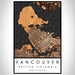 Vancouver British Columbia Map Print Portrait Orientation in Ember Style With Shaded Background