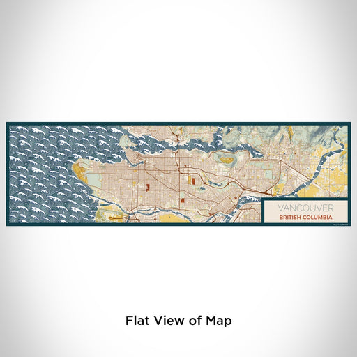 Flat View of Map Custom Vancouver British Columbia Map Enamel Mug in Woodblock