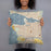 Person holding 18x18 Custom Vancouver British Columbia Map Throw Pillow in Woodblock