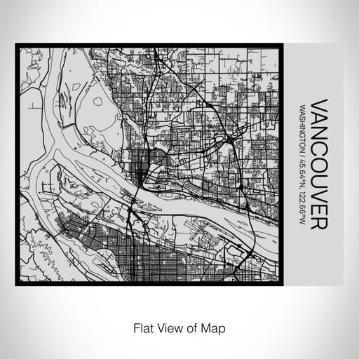 Rendered View of Vancouver Washington Map on 20oz Stainless Steel Insulated Bottle with Bamboo Top with printed Tactile Lines Map in Black