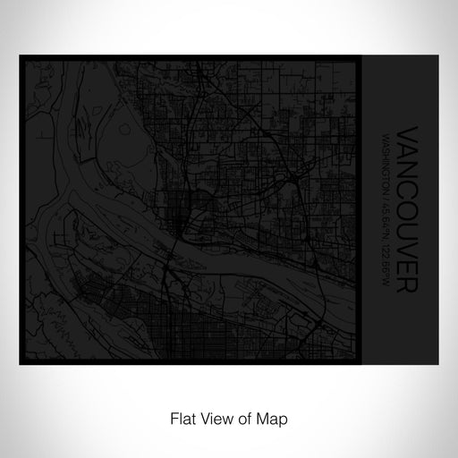Rendered View of Vancouver Washington Map on 20oz Stainless Steel Insulated Bottle with Bamboo Top in Matte Black with printed Tactile Lines Map in Black