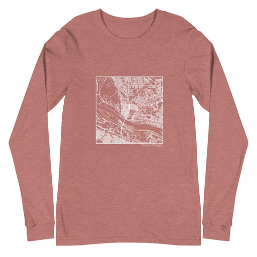 Vancouver Washington  Map Unisex Long-Sleeve T-shirt with City inscription in Heather Mauve
