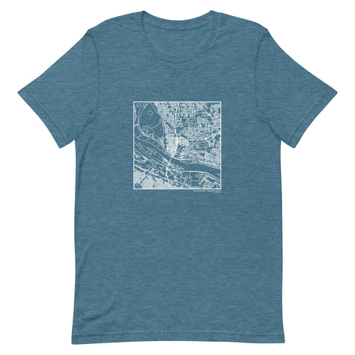 Vancouver Washington  Map Unisex T-Shirt with City inscription in Heather Teal