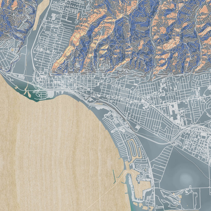 Ventura California Map Print in Afternoon Style Zoomed In Close Up Showing Details