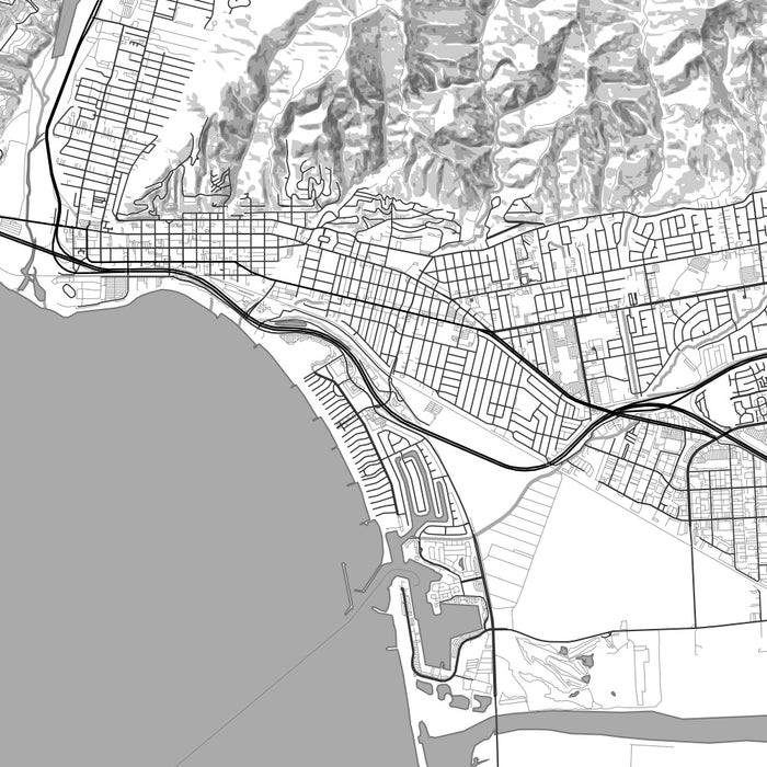 Ventura California Map Print in Classic Style Zoomed In Close Up Showing Details