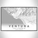 Ventura California Map Print Landscape Orientation in Classic Style With Shaded Background