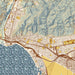 Ventura California Map Print in Woodblock Style Zoomed In Close Up Showing Details