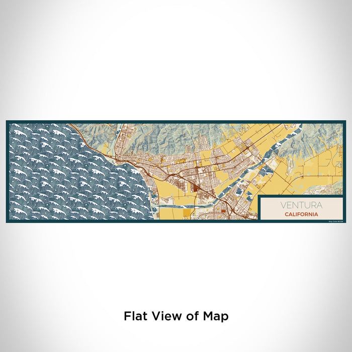 Flat View of Map Custom Ventura California Map Enamel Mug in Woodblock