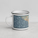 Left View Custom Ventura California Map Enamel Mug in Woodblock