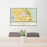 24x36 Vernal Utah Map Print Lanscape Orientation in Woodblock Style Behind 2 Chairs Table and Potted Plant