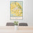 24x36 Vernal Utah Map Print Portrait Orientation in Woodblock Style Behind 2 Chairs Table and Potted Plant