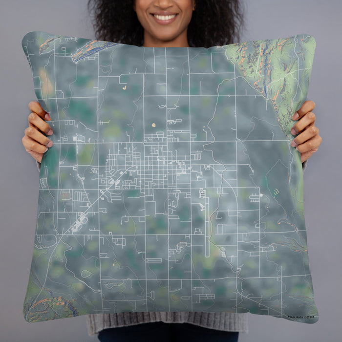 Person holding 22x22 Custom Vernal Utah Map Throw Pillow in Afternoon