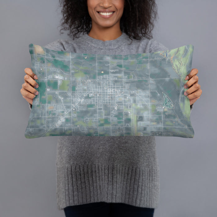 Person holding 20x12 Custom Vernal Utah Map Throw Pillow in Afternoon