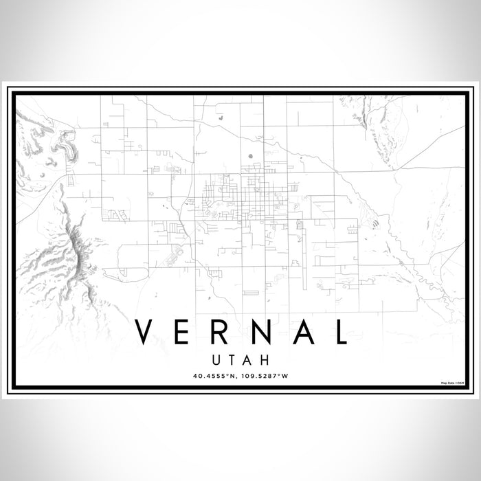 Vernal Utah Map Print Landscape Orientation in Classic Style With Shaded Background