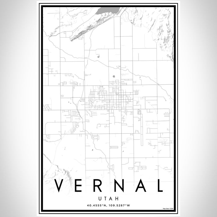 Vernal Utah Map Print Portrait Orientation in Classic Style With Shaded Background