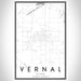 Vernal Utah Map Print Portrait Orientation in Classic Style With Shaded Background