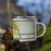 Right View Custom Vernal Utah Map Enamel Mug in Woodblock on Grass With Trees in Background