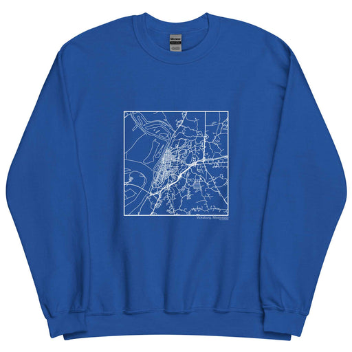 Vicksburg Mississippi  Map Unisex Crewneck Sweater with City inscription in Royal Blue