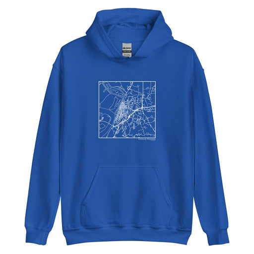 Vicksburg Mississippi  Map Unisex Hoodie Sweater with City inscription in Royal Blue