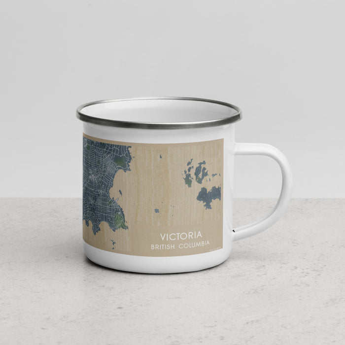 Right View Custom Victoria British Columbia Map Enamel Mug in Afternoon