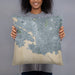 Person holding 18x18 Custom Victoria British Columbia Map Throw Pillow in Afternoon