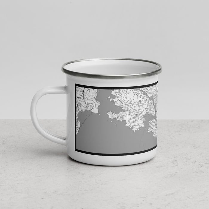 Left View Custom Victoria British Columbia Map Enamel Mug in Classic