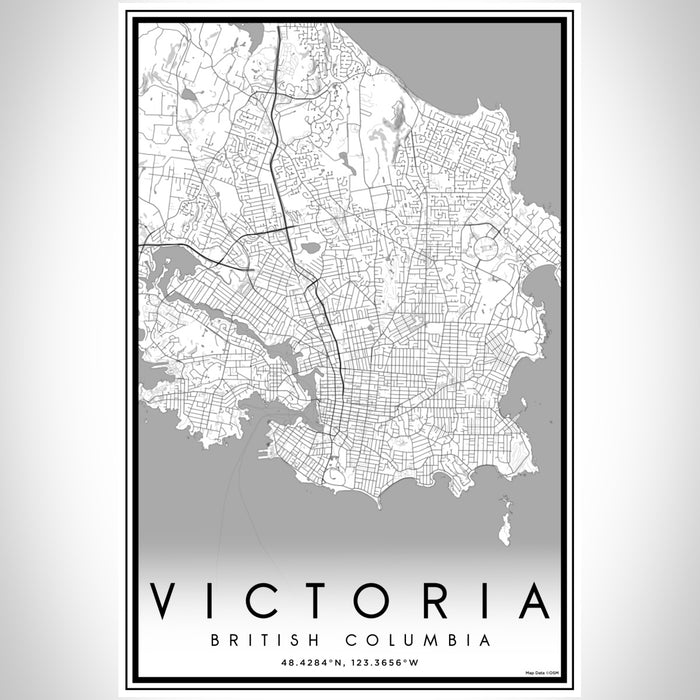 Victoria British Columbia Map Print Portrait Orientation in Classic Style With Shaded Background