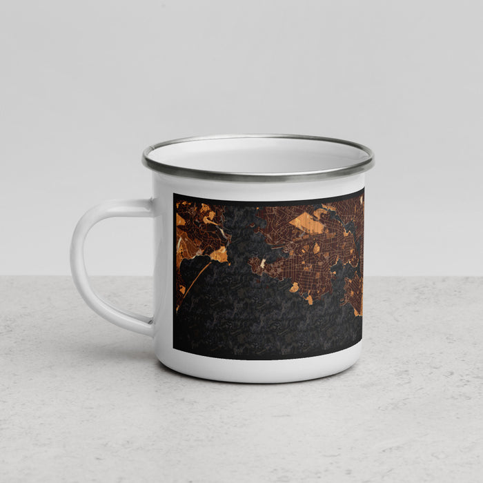 Left View Custom Victoria British Columbia Map Enamel Mug in Ember