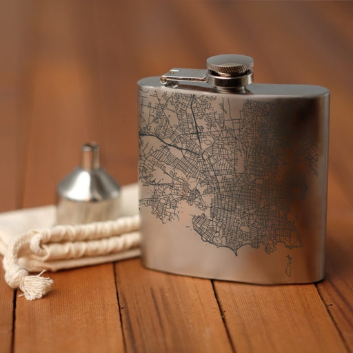 Victoria British Columbia Custom Engraved City Map Inscription Coordinates on 6oz Stainless Steel Flask