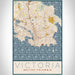 Victoria British Columbia Map Print Portrait Orientation in Woodblock Style With Shaded Background