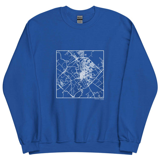 Victoria Texas  Map Unisex Crewneck Sweater with City inscription in Royal Blue