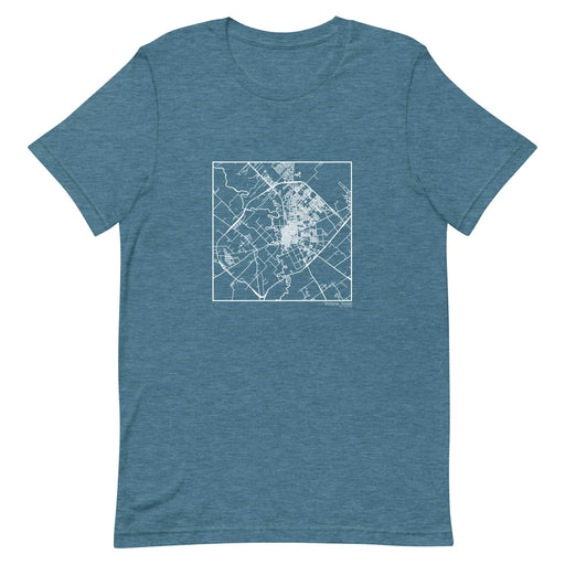 Victoria Texas  Map Unisex T-Shirt with City inscription in Heather Teal