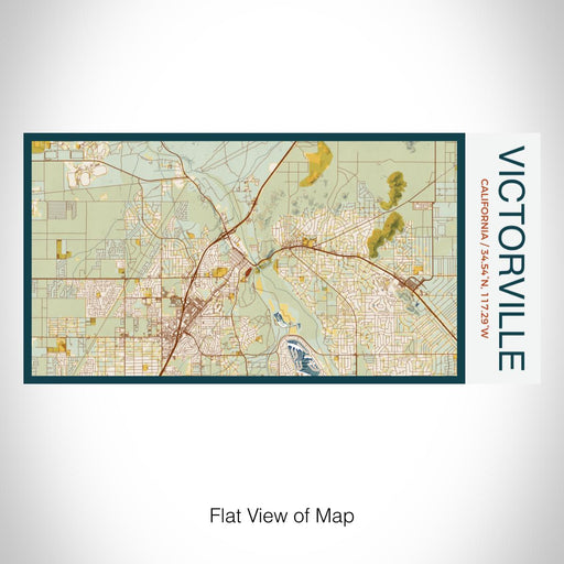 Rendered View of Victorville California Map on 17oz Stainless Steel Insulated Bottle with printed woodblock style map