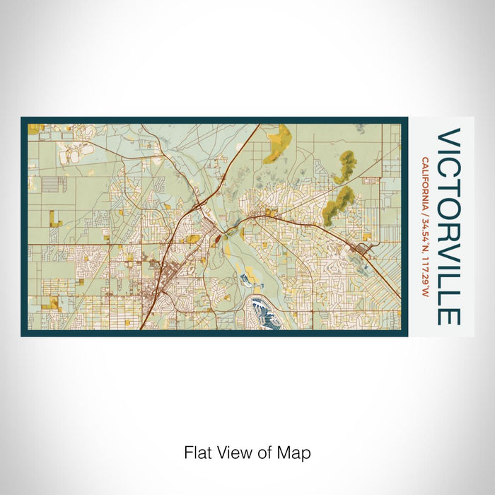 Rendered View of Victorville California Map on 17oz Stainless Steel Insulated Bottle with printed woodblock style map