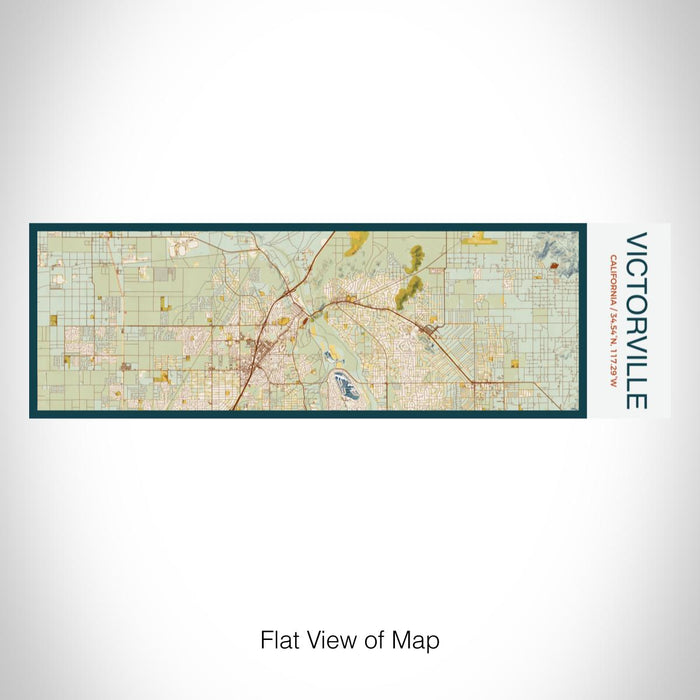 Rendered View of Victorville California Map on 10oz Stainless Steel Insulated Cup in Woodblock with Sliding Lid