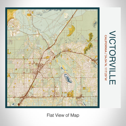 Rendered View of Victorville California Map on 17oz Stainless Steel Insulated Tumbler in Woodblock Map Style
