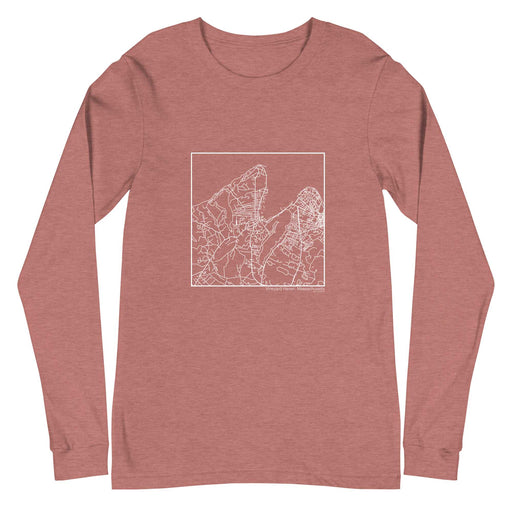 Vineyard Haven Massachusetts  Map Unisex Long-Sleeve T-shirt with City inscription in Heather Mauve