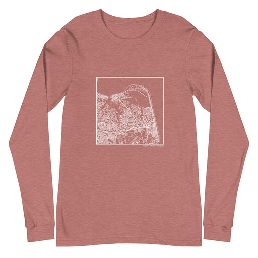 Virginia Beach Virginia  Map Unisex Long-Sleeve T-shirt with City inscription in Heather Mauve