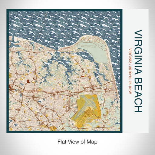 Rendered View of Virginia Beach Virginia Map on 17oz Stainless Steel Insulated Tumbler in Woodblock Map Style