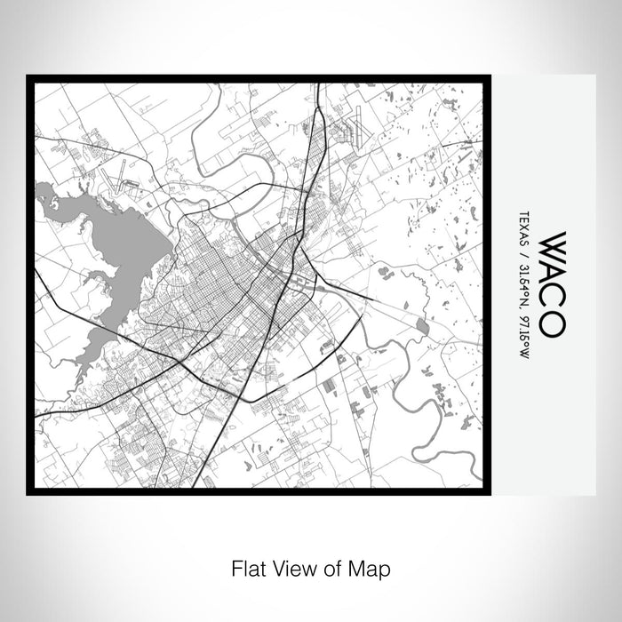 Rendered View of Waco Texas Map on 20oz Stainless Steel Insulated Bottle with Bamboo Top with printed classic style map