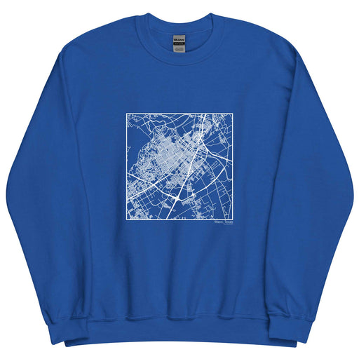 Waco Texas  Map Unisex Crewneck Sweater with City inscription in Royal Blue