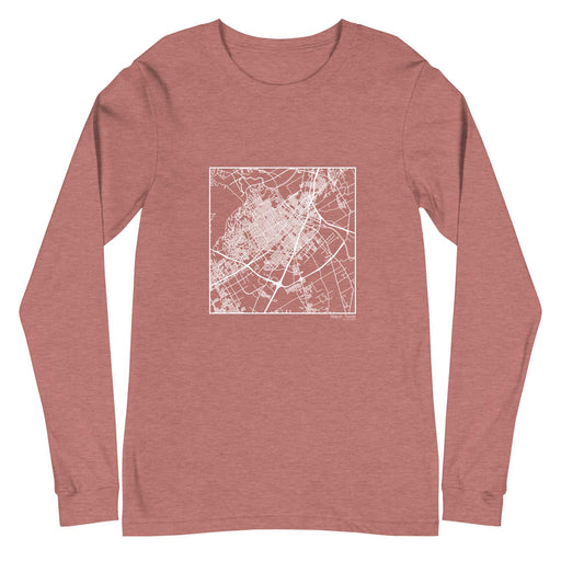 Waco Texas  Map Unisex Long-Sleeve T-shirt with City inscription in Heather Mauve