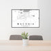 24x36 Waconia Minnesota Map Print Lanscape Orientation in Classic Style Behind 2 Chairs Table and Potted Plant