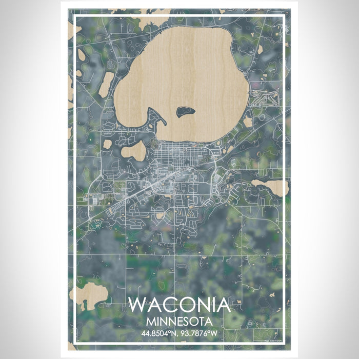 Waconia Minnesota Map Print Portrait Orientation in Afternoon Style With Shaded Background