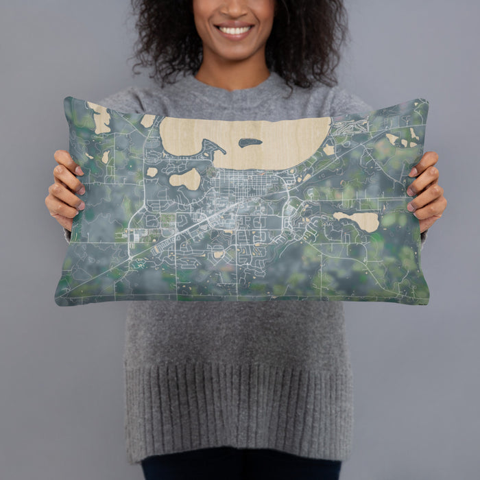 Person holding 20x12 Custom Waconia Minnesota Map Throw Pillow in Afternoon