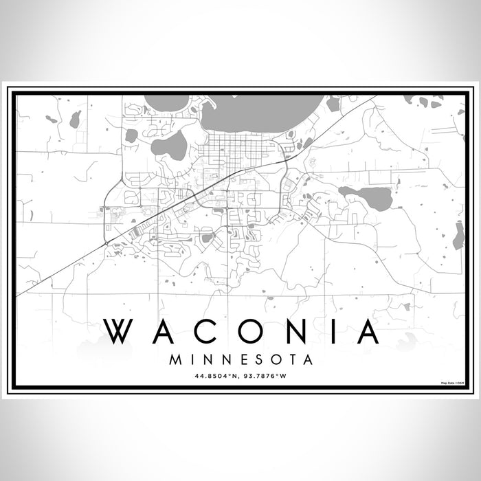 Waconia Minnesota Map Print Landscape Orientation in Classic Style With Shaded Background