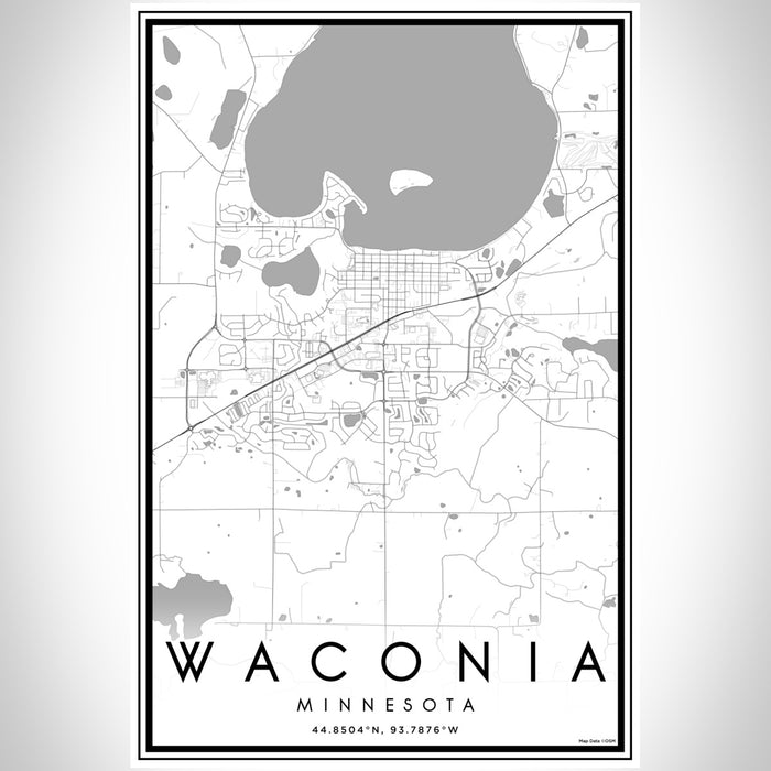 Waconia Minnesota Map Print Portrait Orientation in Classic Style With Shaded Background